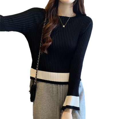 Damen Rippstrickpullover Lässiger Schnitt Eveloria