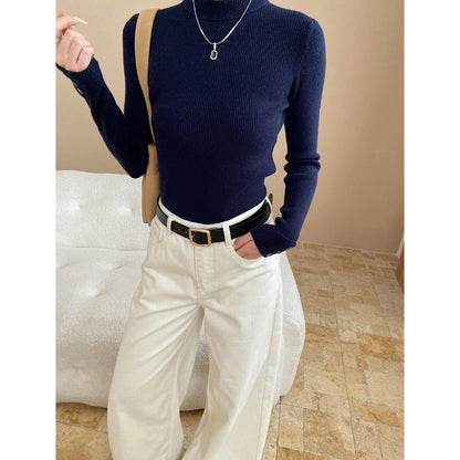 Damen Langarmshirt Feiner Rippstrick Figurbetont