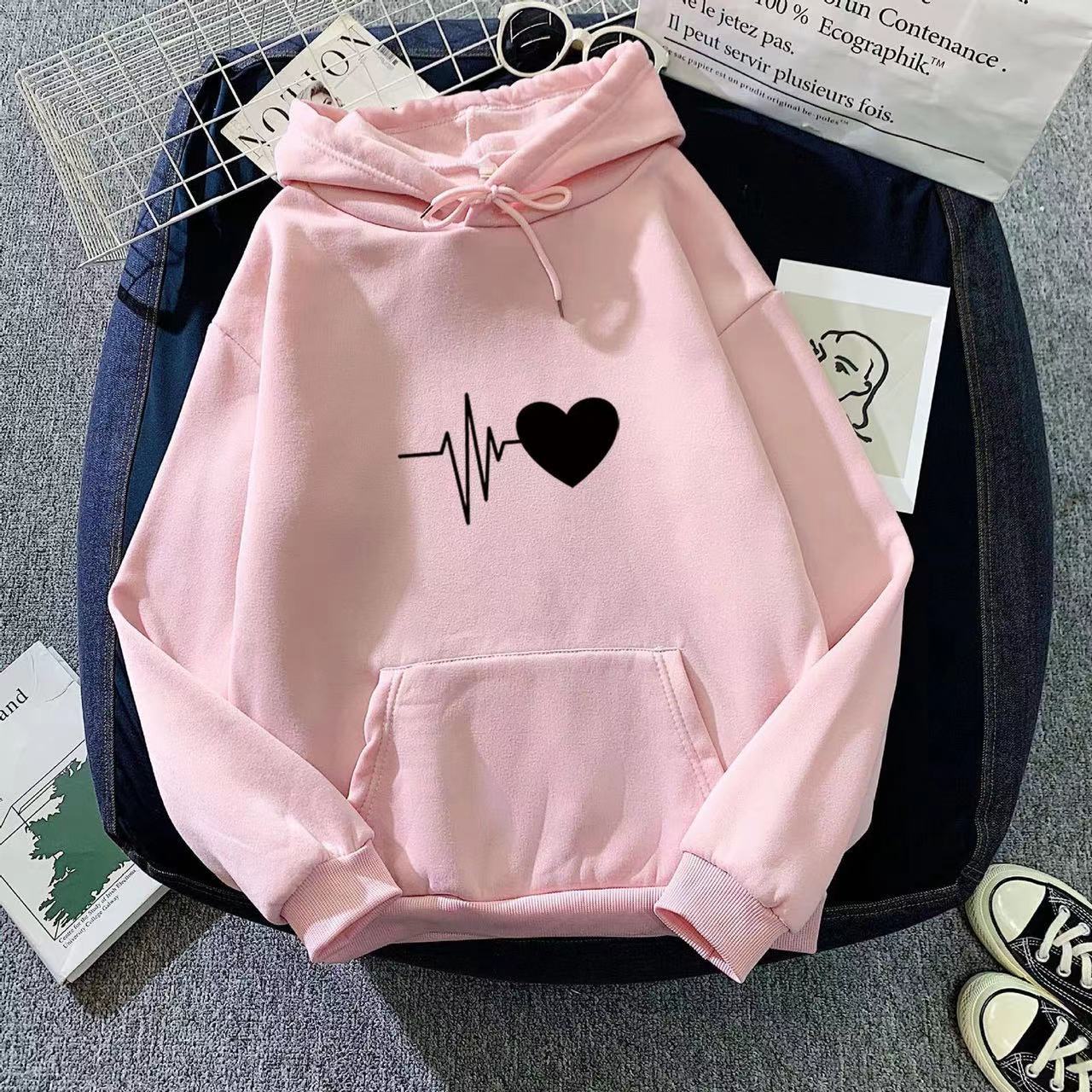 Damen Kapuzenpullover Herzschlagmotiv Eveloria