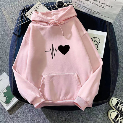 Damen Kapuzenpullover Herzschlagmotiv Eveloria