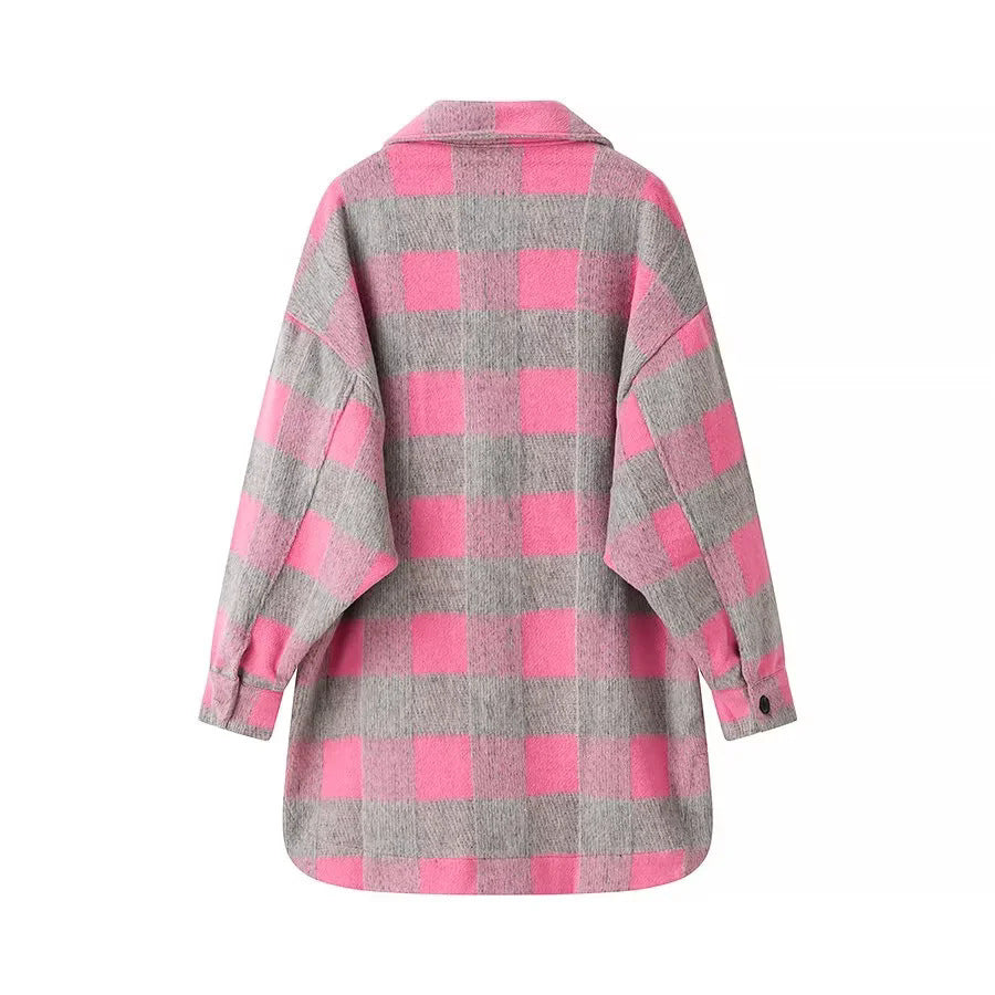 Damen Oversized Flanelljacke Karomuster Eveloria