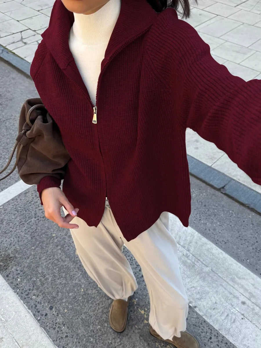 Damen Strickjacke Hochkragen Eveloria