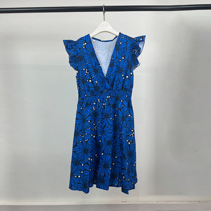 Damen Blumenkleid Elegantes Rüschenkleid mit schwingendem Saum