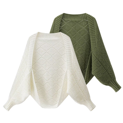 Damen Strickpullover Rautenmuster Bequem Eveloria - Eveloria