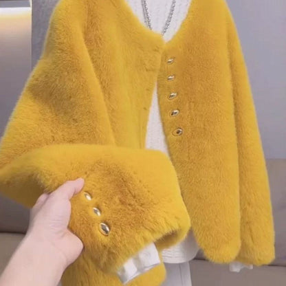 Damen Weiche Jacke mit goldenen Knöpfen