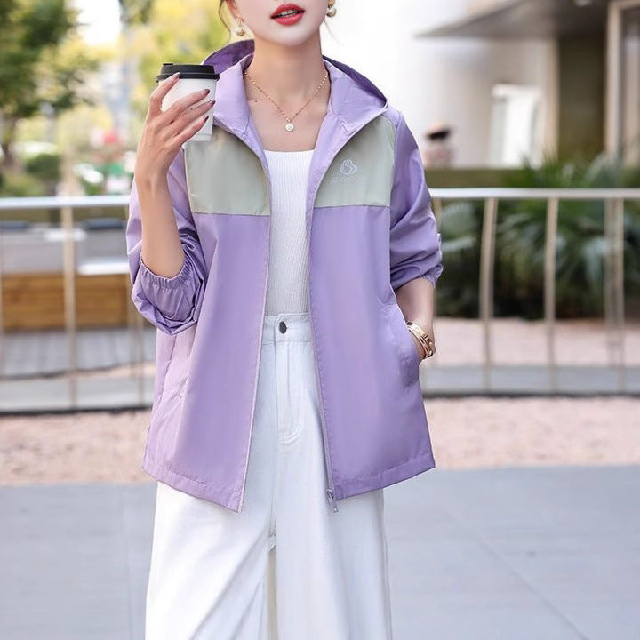 Damen Übergangsjacke Leicht Kapuzen-Design Beige - Eveloria