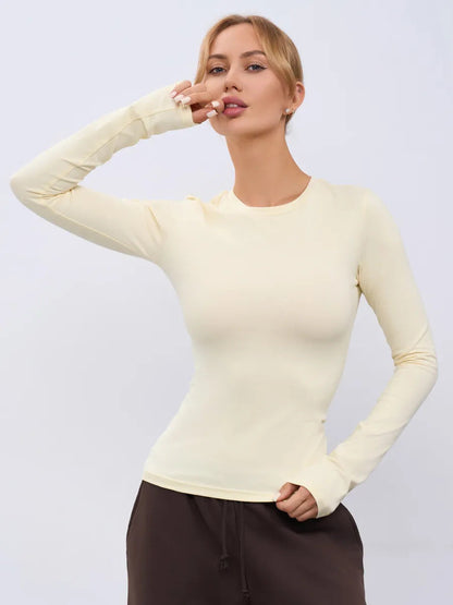 Damen Langarmshirt Figurbetont Weich Eveloria