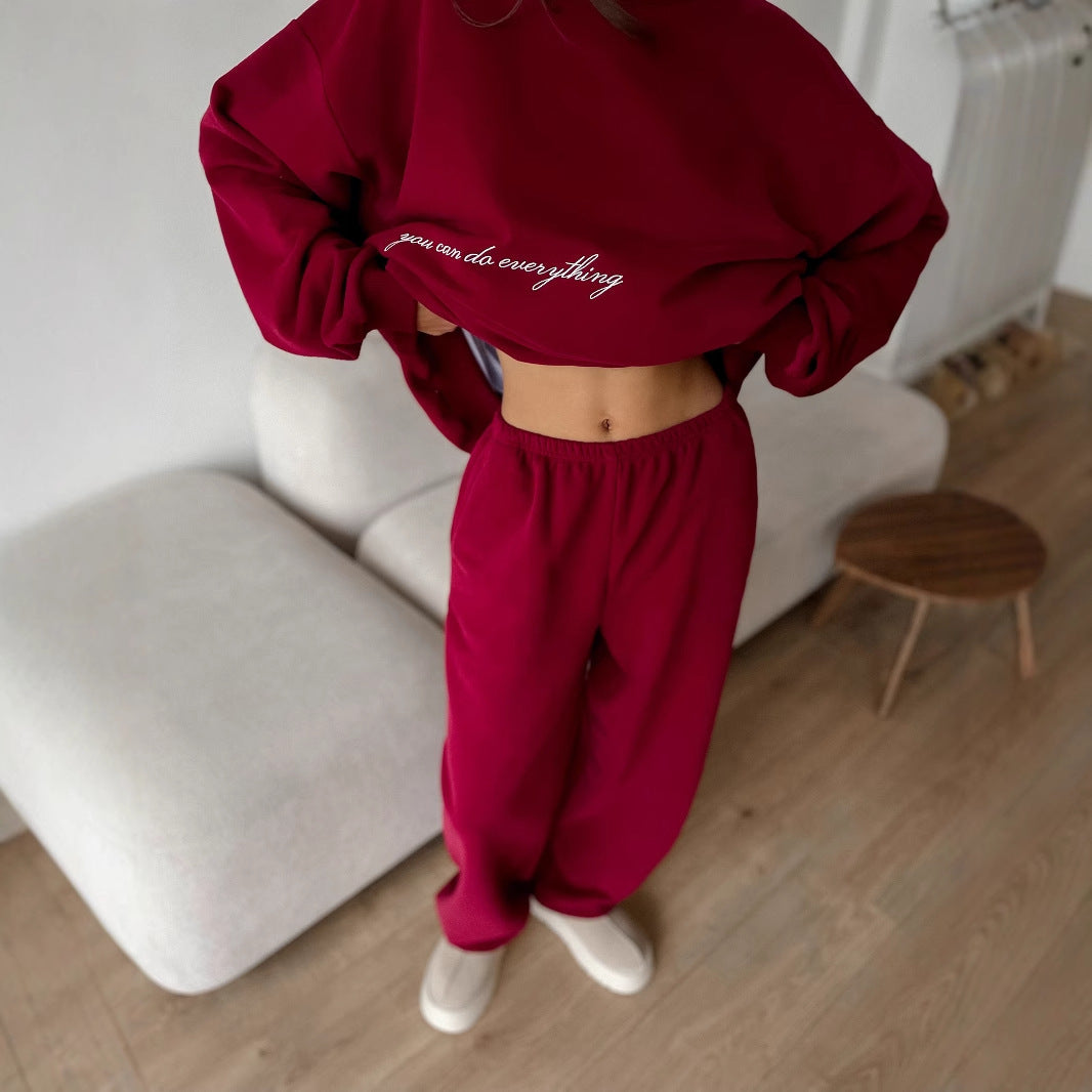 Damen Sweatshirt-Hosen-Set Elastischer Bund Bequem Grau Eveloria
