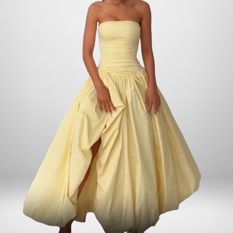 Eveloria Damen Maxikleid mit Schlitz und Volumenrock