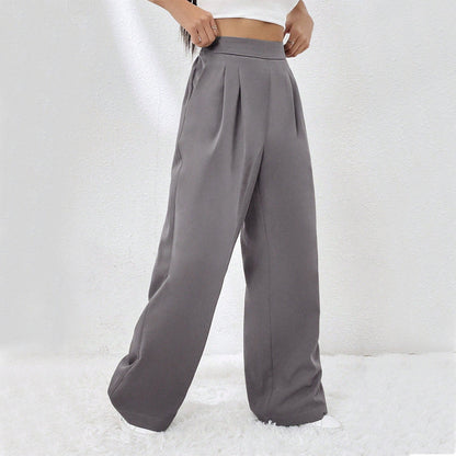 Damenhose Elegant Weit Hochbund Falten
