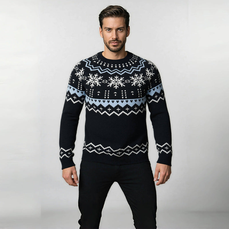 Herren Strickpullover Rundhals Wintermuster