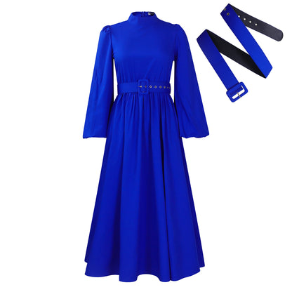 Eveloria Damen Maxikleid Hochkragen Abnehmbarer Gürtel