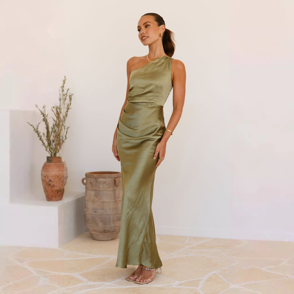 Damen Maxikleid Elegantes Design Gekräuselt Hoch Beinschlitz Eveloria
