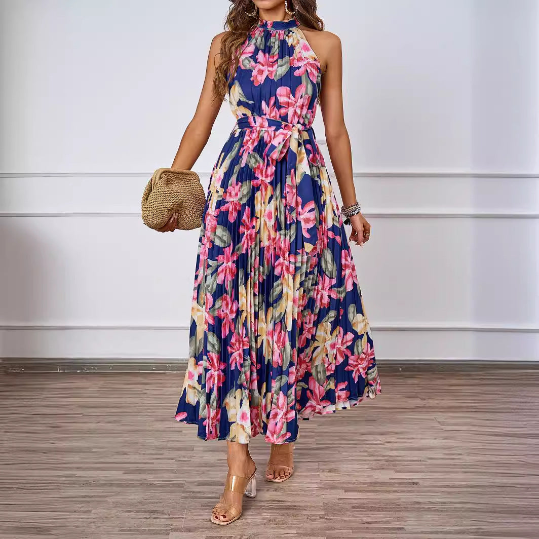 Damen Maxikleid Floralmuster Gerafftes Oberteil