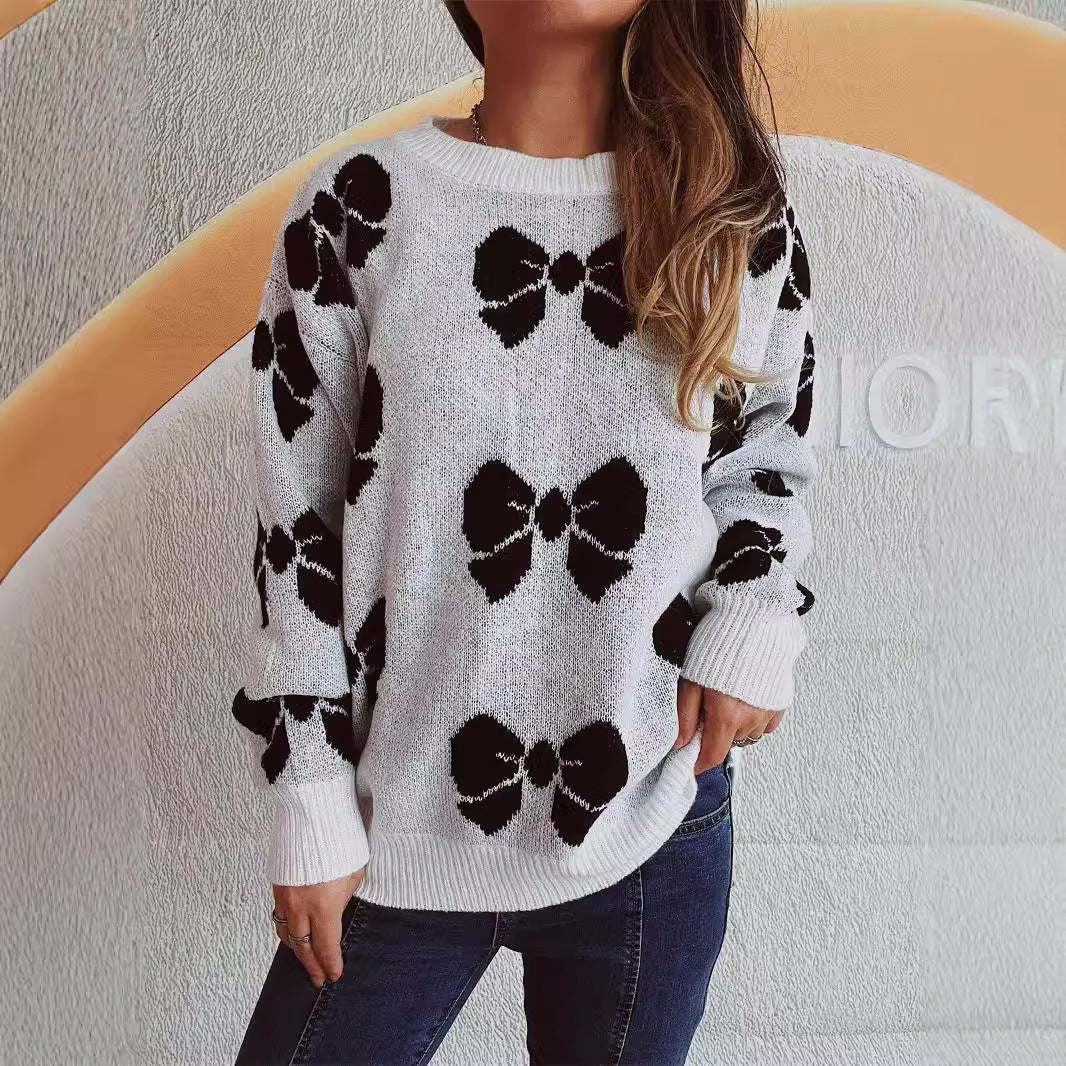 Damen Pullover Schleifenmuster Eveloria - Eveloria