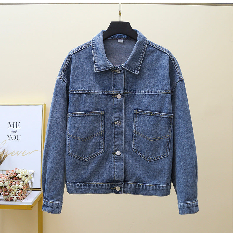 Damen Denimjacke Große Taschen Eveloria Blau