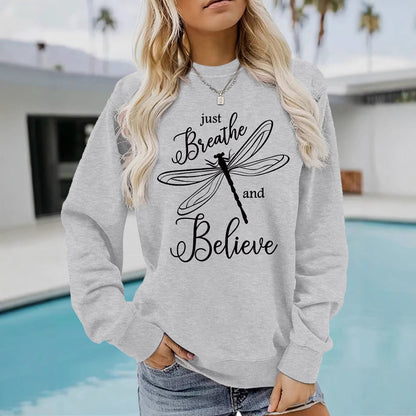 Damen Sweatshirt Drachenfliegen-Motiv Lässiger Schnitt Eveloria - Eveloria