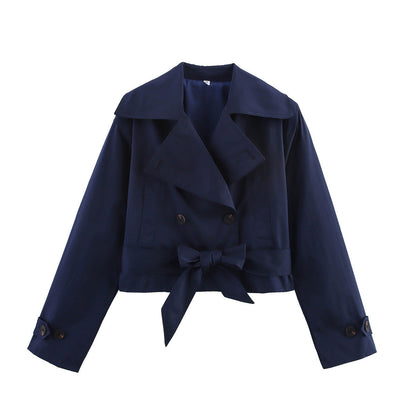 Damen Kurzjacke mit Kragen und Gürtel Eveloria