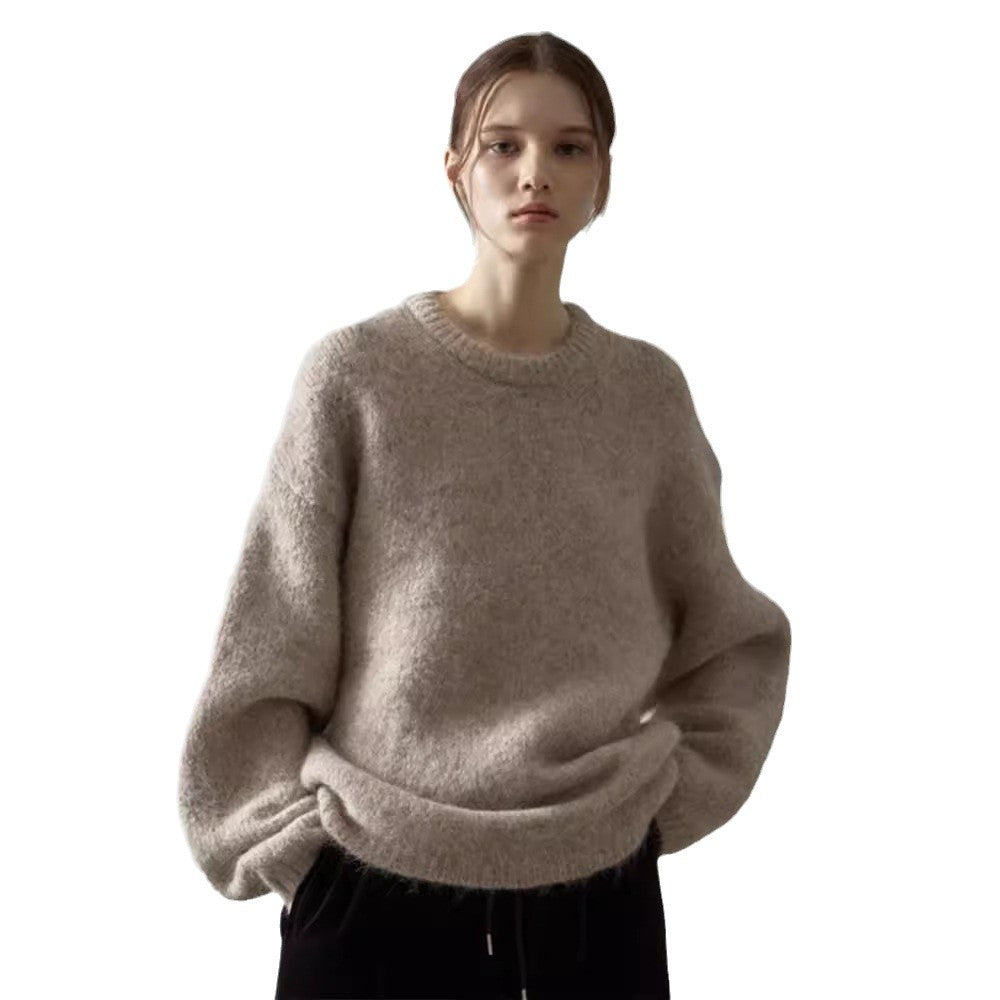 Damen Oversize-Pullover Weiches Material Beige