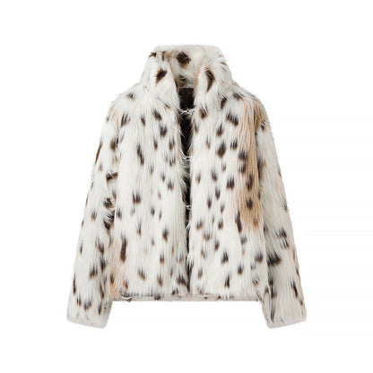 Damen Plüschjacke Tigerfell-Muster