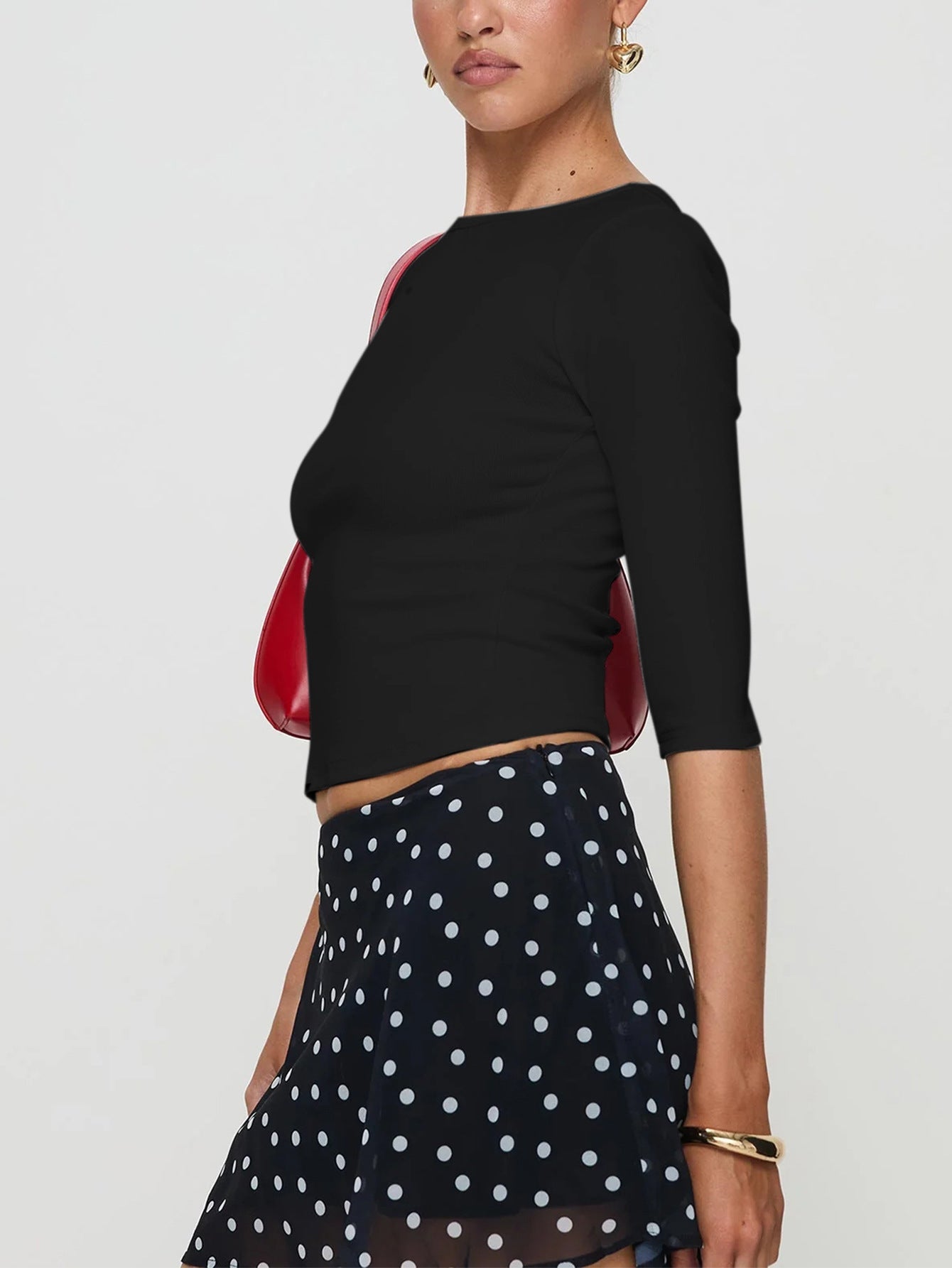 Damen Langarmshirt Rundhalsausschnitt Figurschmeichelnd