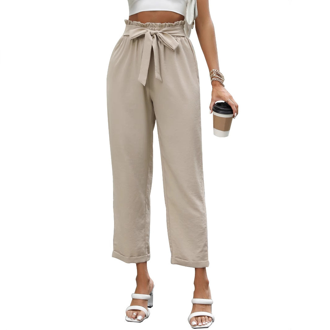 Damen Hose Locker Sitz Atmungsaktives Material mit Taillenbindung
