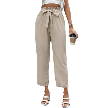 Damen Hose Locker Sitz Atmungsaktives Material mit Taillenbindung