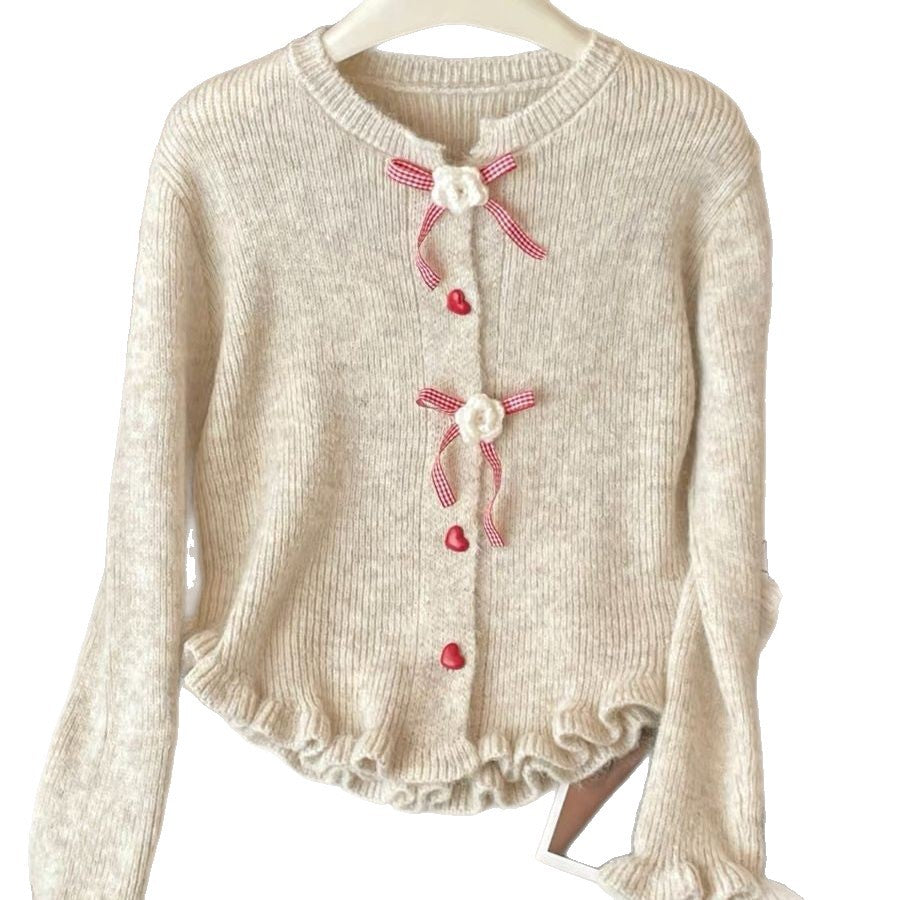 Damen Strickjacke Blumenmuster Eveloria