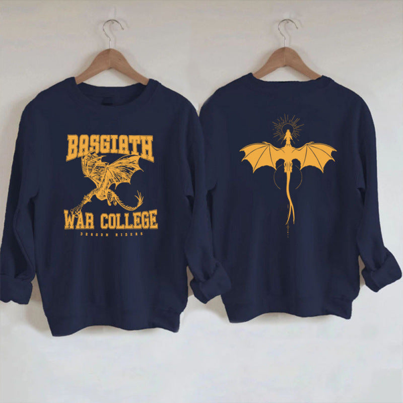 Damen Sweatshirt Drachenmotiv College-Design Grau Eveloria