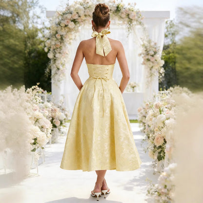 Damen Hochzeitskleid Halterneck Schwingrock Weiße Eleganz