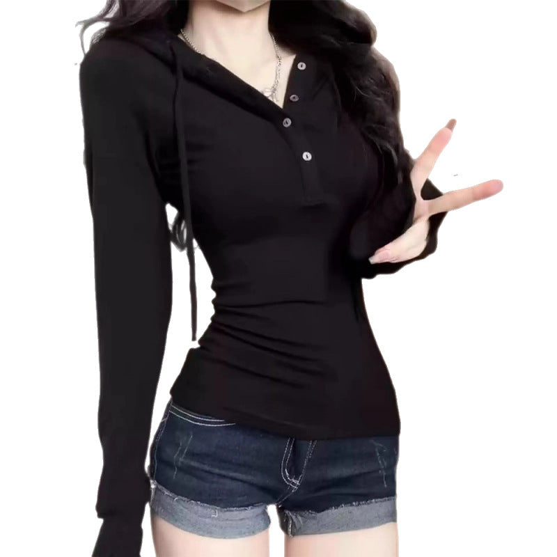 Damen Langarm Poloshirt Elegant Kragen Weiss