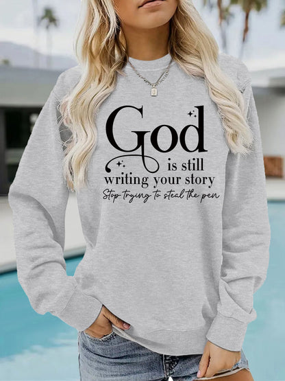 Damen Sweatshirt Inspirierender Schriftzug Grau