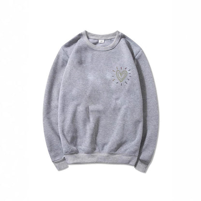 Damen Oversized Sweatshirt mit Herzmotiv Lässig Grau