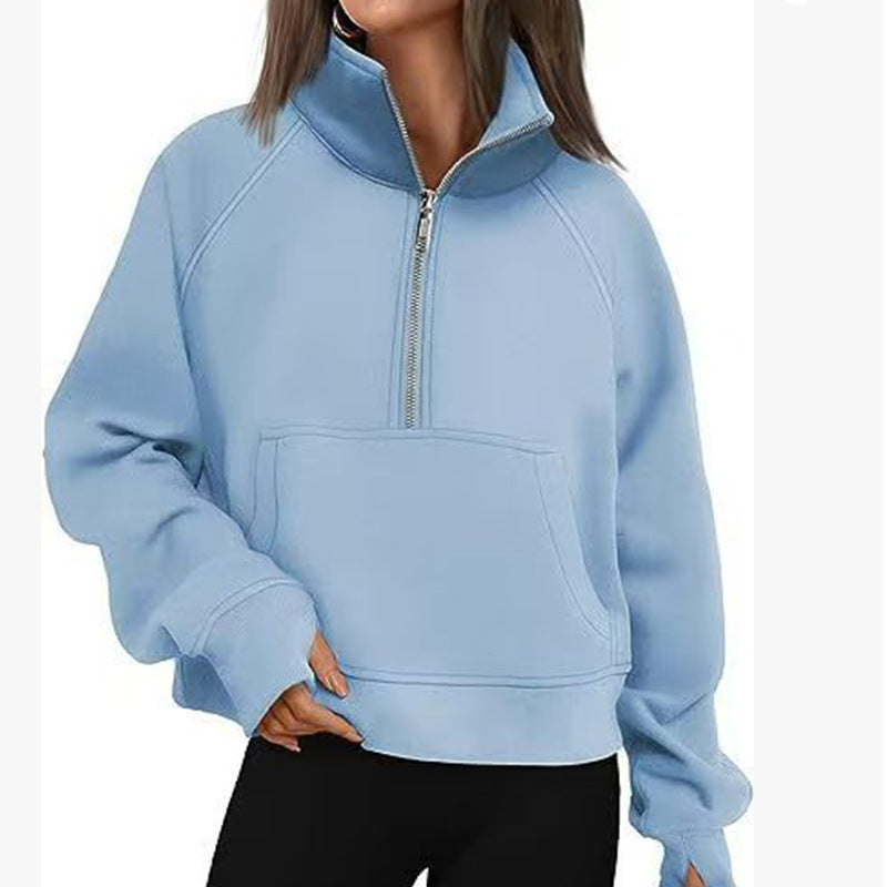 Damen Hoodie Sportlich Hoher Kragen Eveloria
