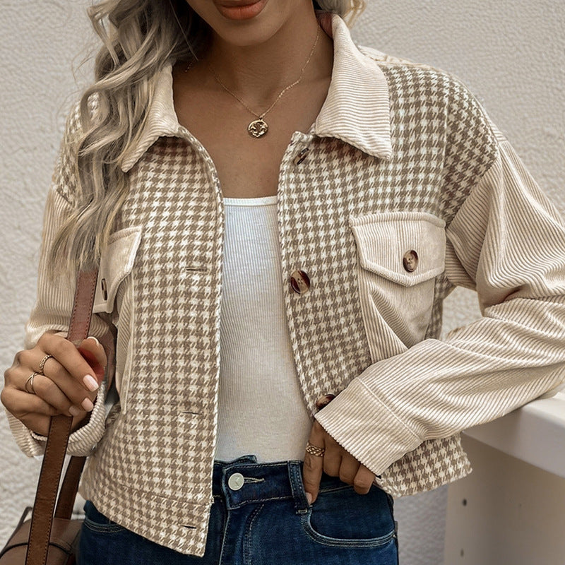 Damen Karojacke Modischer Schnitt Mit Taschen Eveloria