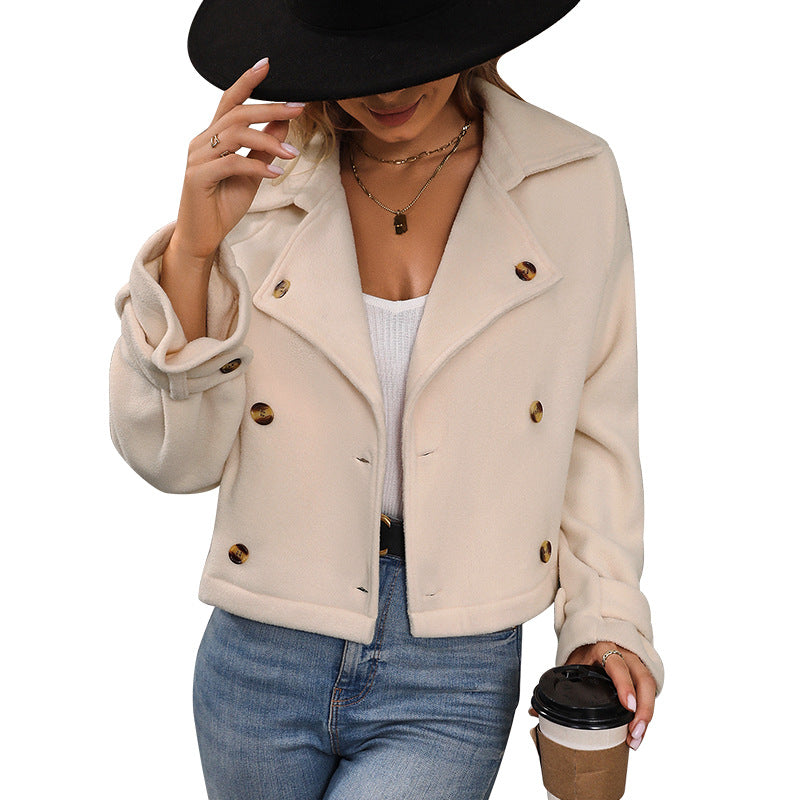 Damen Cropped Blazerjacke Doppelter Knopfleiste Eveloria