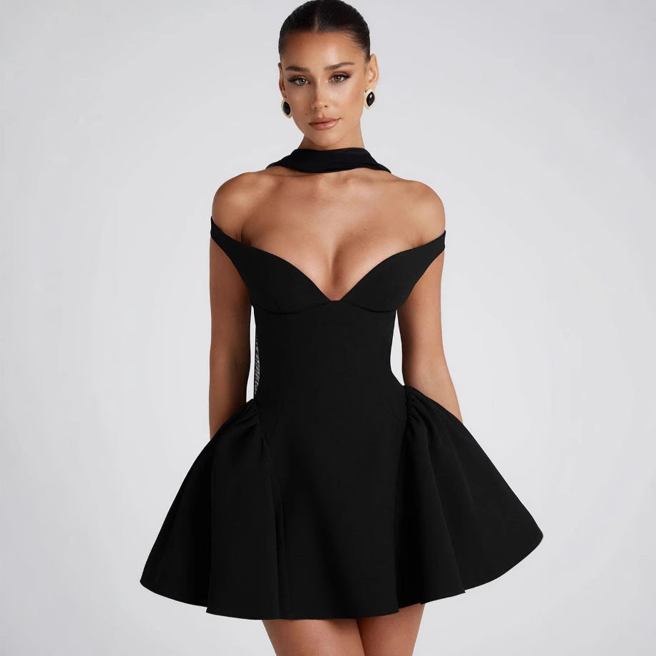 Damen Cocktailkleid Schulterfrei Voluminöser Rock Eveloria - Eveloria