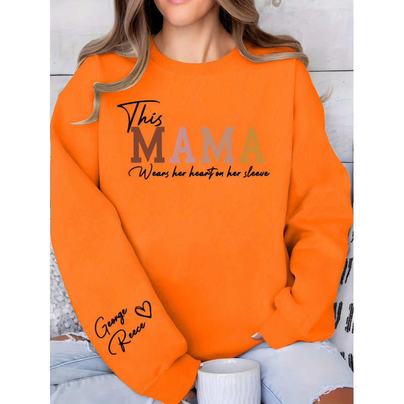 Damen Sweatshirt Mama Aufdruck Bequem Grau Eveloria