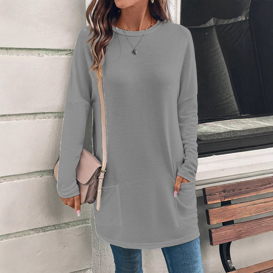 Damen Sweatshirt Relaxed Fit Baumwollmischung Rundhalsausschnitt