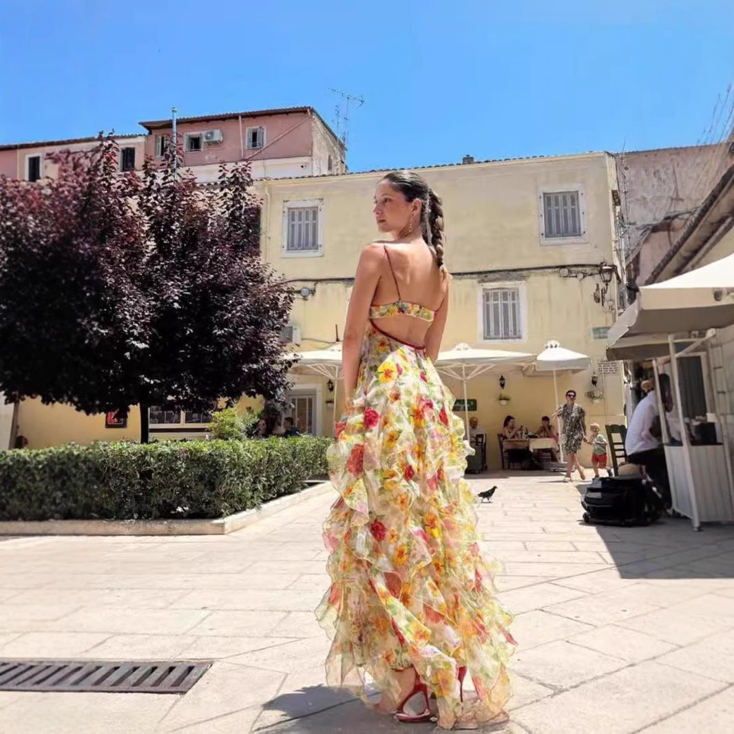 Damen Maxikleid Floral Print Sommer