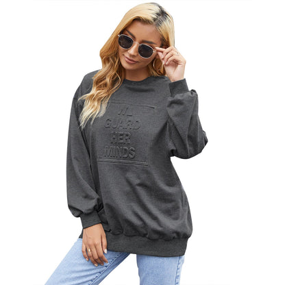 Damen Sweatshirt Rundhalsausschnitt mit Schriftzug Eveloria