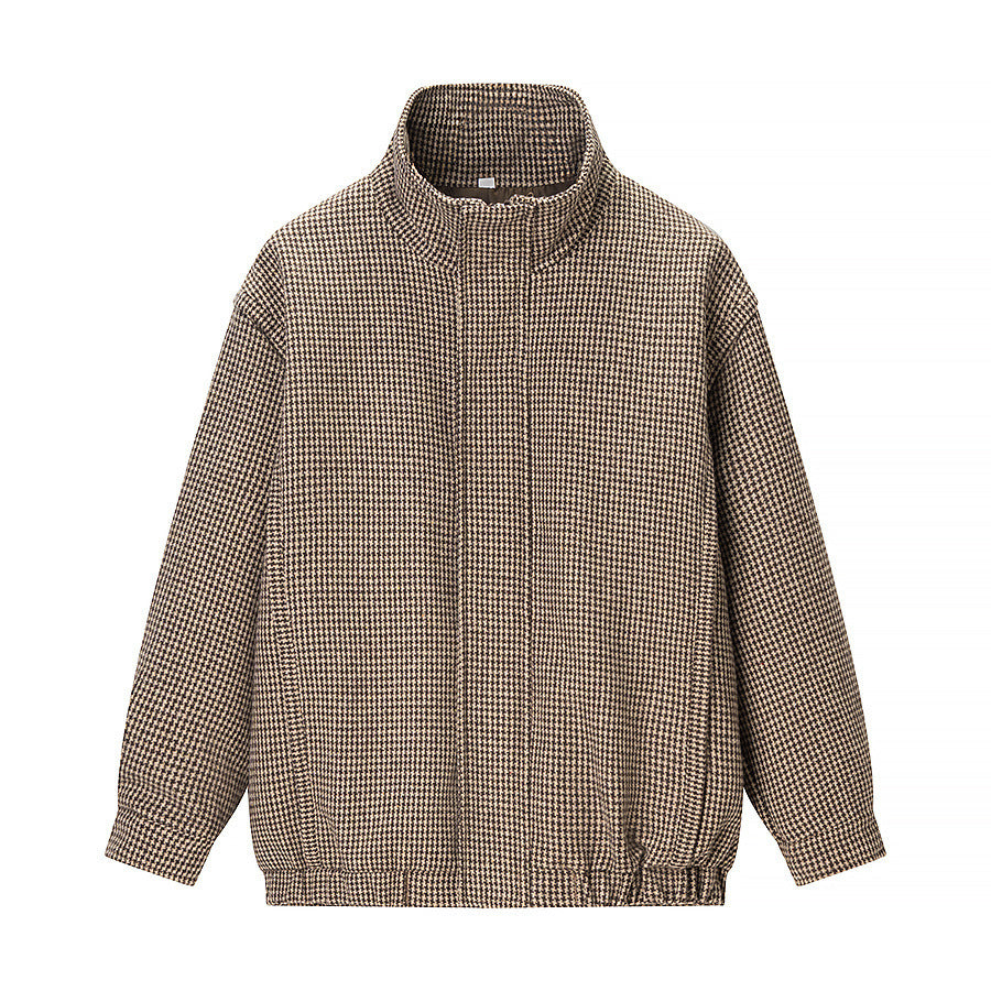 Damen Übergangsjacke Klassisches Karomuster Stehkragen