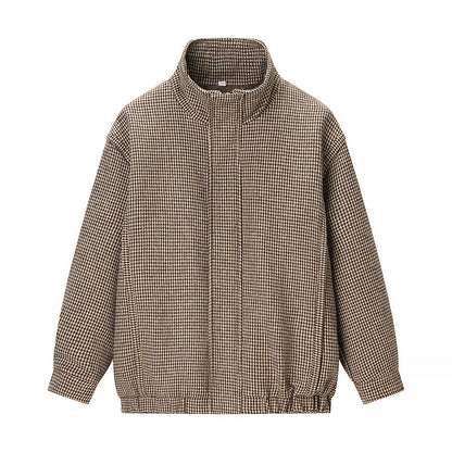 Damen Übergangsjacke Klassisches Karomuster Stehkragen