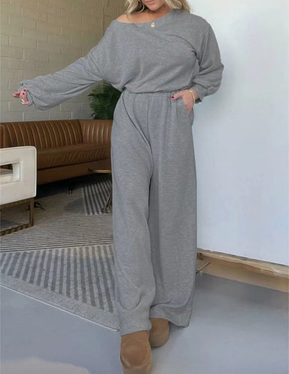 Damen Jumpsuit Weite Beine Tiefes Dekolleté Eveloria