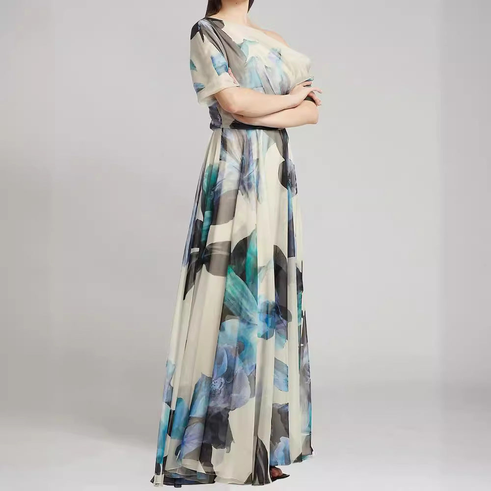 Damen Maxikleid Leichtes Chiffon Florales Muster