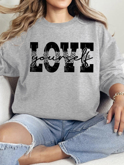 Damen Sweatshirt Kreativer Schriftzug Lässig Grau