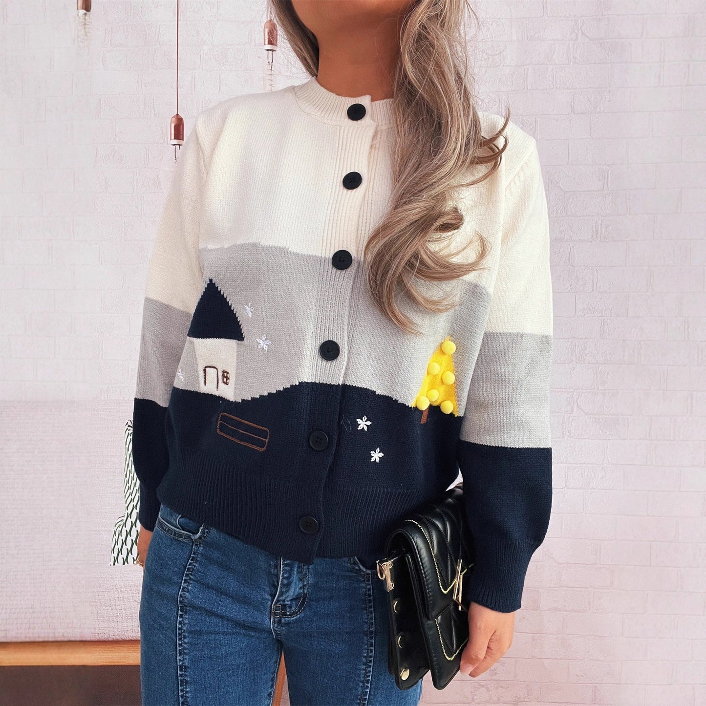 Damen Strickjacke mit Applikationen