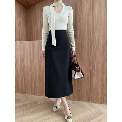 Damen Midirock Slim Fit Hochwertig Eveloria
