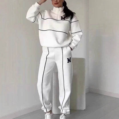Damen Sportliches Loungewear-Set Elastisch Mit Halbreissverschluss - Eveloria