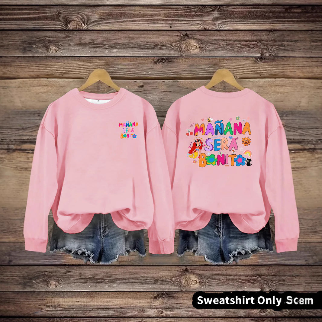 Damen Sweatshirt Verspielter Aufdruck Lässiger Schnitt Grau